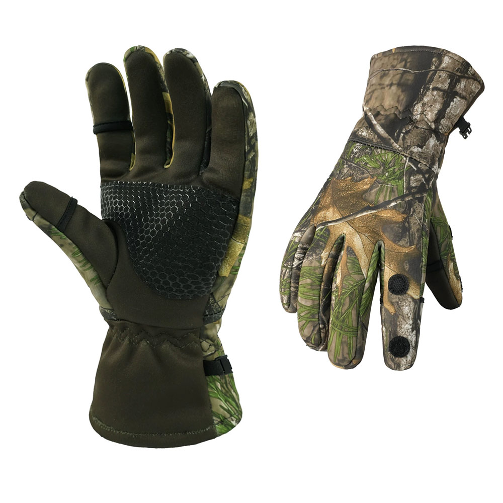 Fishing Gloves - 1 ペアのアウトドアハンティングバイオニックグローブ、冬用暖かいフリースフィッシンググローブ、滑り止め、暖かく防水性があります。