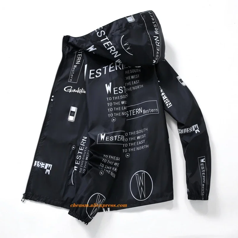 Fishing Rain Suit - ガマカツ-男性用通気性フィッシングジャケット,日焼け止め服,フード付き,UV保護,新品,夏
