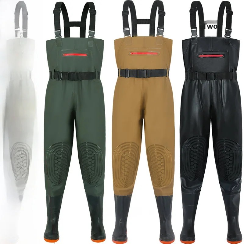 Fishing Pants Waterproof - 厚手防水オーバーオールレインパンツ＆ブーツ釣りスーツメンズ全身PVC水中靴2026年夏発売