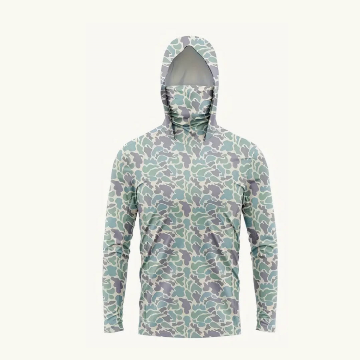 Fishing Shirt Uv Protection - メンズUPF50+日焼け防止フィッシングフーディー、フェイスマスク付き、カモフラージュプリント、速乾性、UVカット、ハンティング、ボート用長袖シャツ