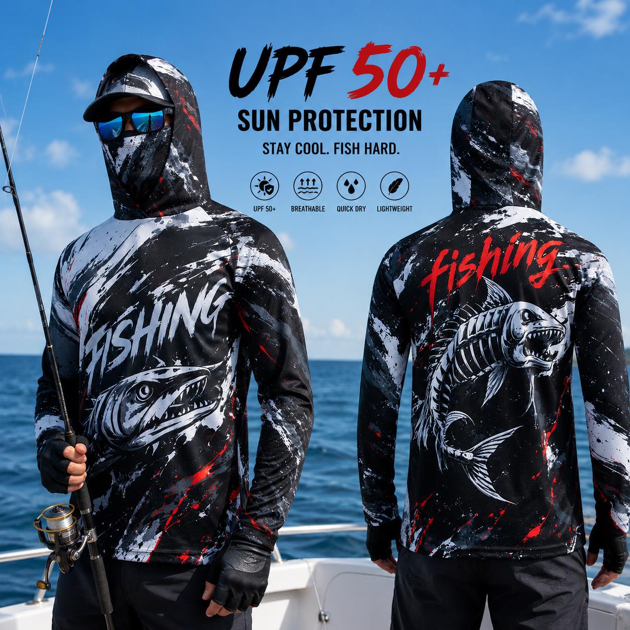 屋外用日焼け防止長袖フィッシングトップ ネックマスク付き プ - Fishing Mask Sun Protection のレビューと価格