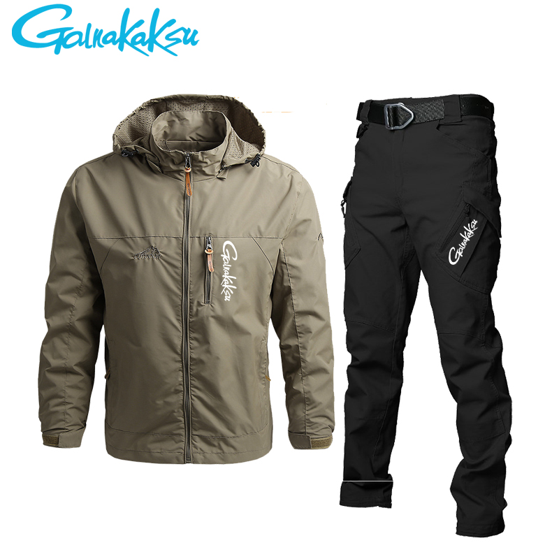 メンズ防水フード付きジャケットとパンツスーツ、カジュアルフィ - Fishing Rain Suit のレビューと価格