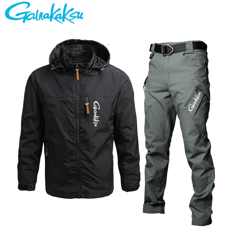 メンズ防水フード付きジャケットとパンツスーツ、カジュアルフィ - Fishing Rain Suit のレビューと価格