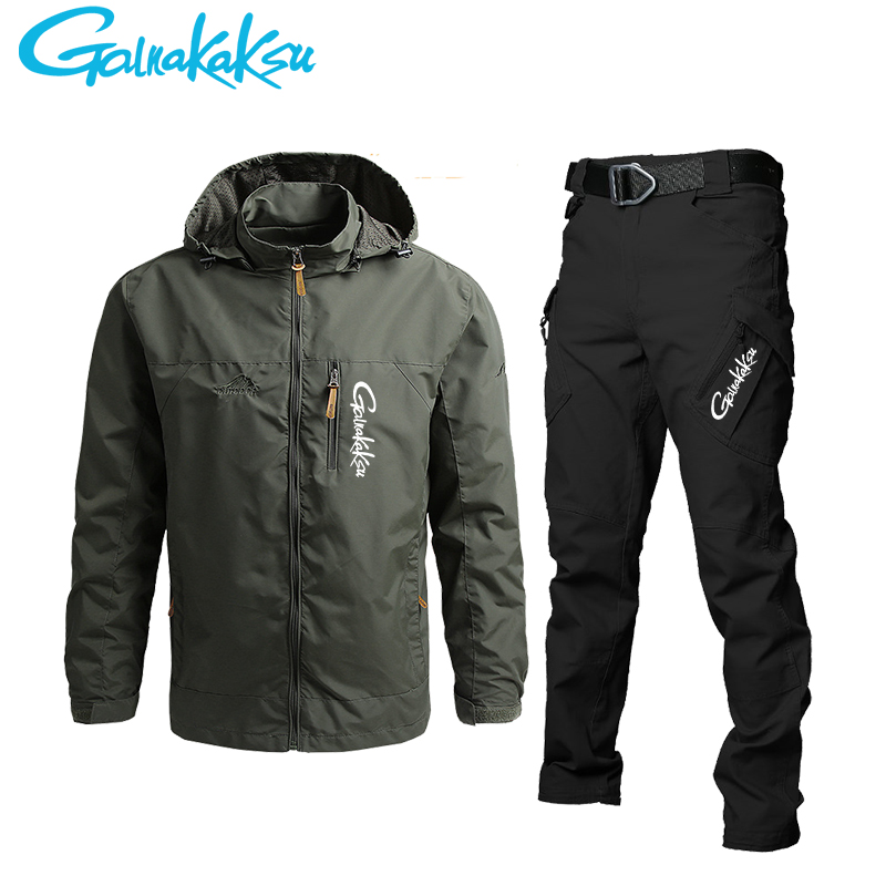 メンズ防水フード付きジャケットとパンツスーツ、カジュアルフィ - Fishing Rain Suit のレビューと価格