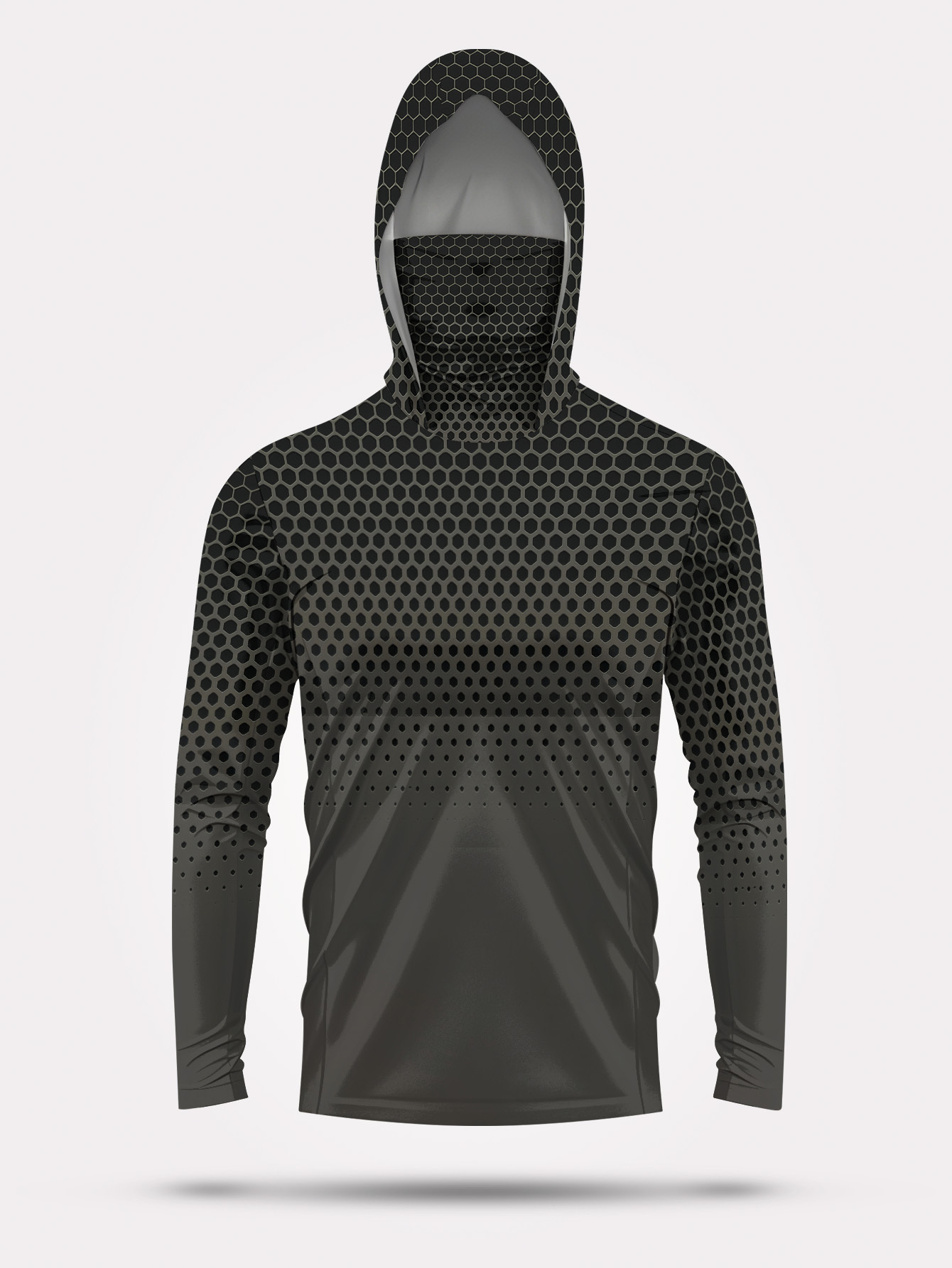 メンズ用、夏の釣り用パーカー。フェイスマスク付き。グレーのハ - Fishing Mask Sun Protection のレビューと価格