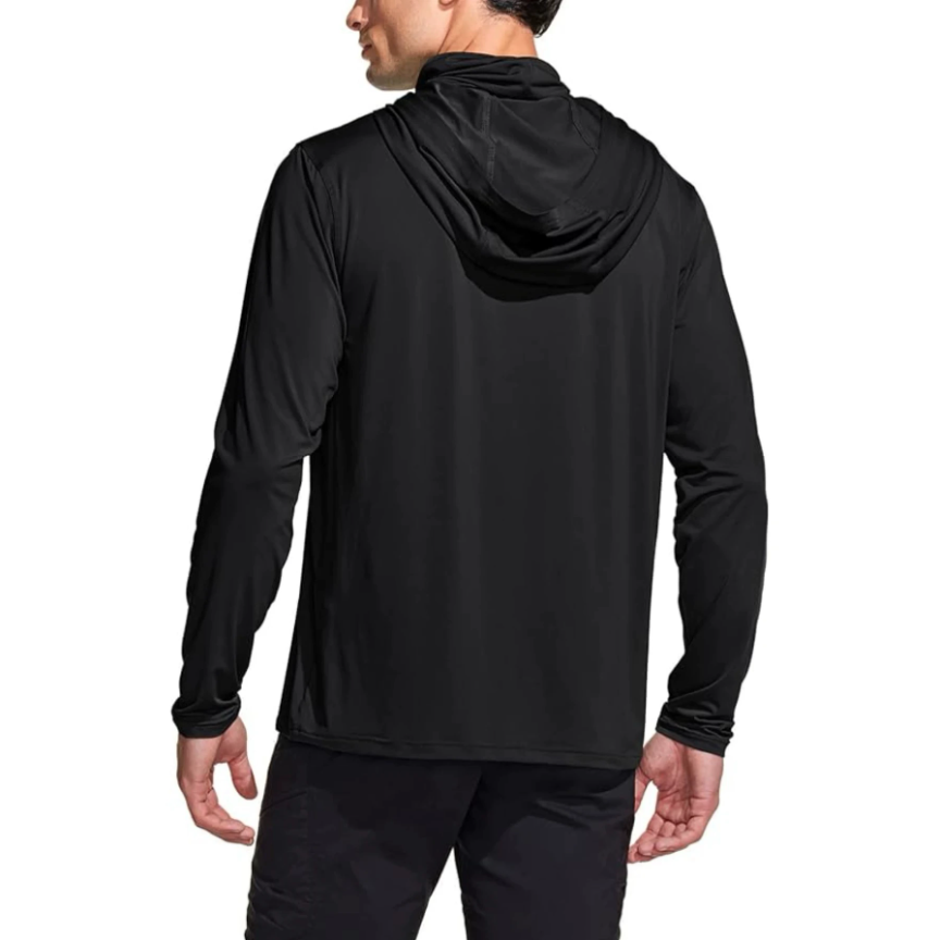 メンズ無地フード付きフィッシングシャツ、内蔵フェイスマスク、 - Fishing Shirt Uv Protection のレビューと価格