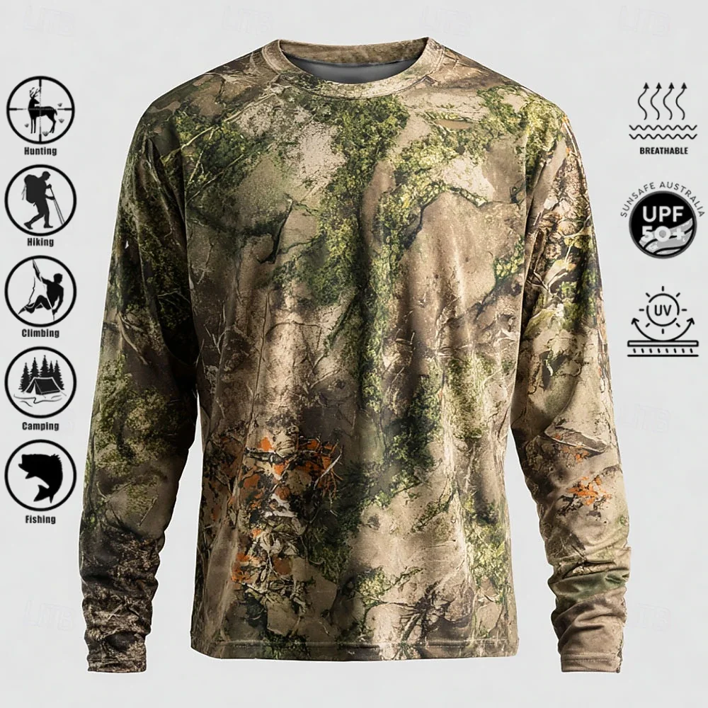 メンズ長袖Tシャツ、ポリエステル素材、3Dプリント迷彩柄、U - Fishing Shirt Uv Protection のレビューと価格