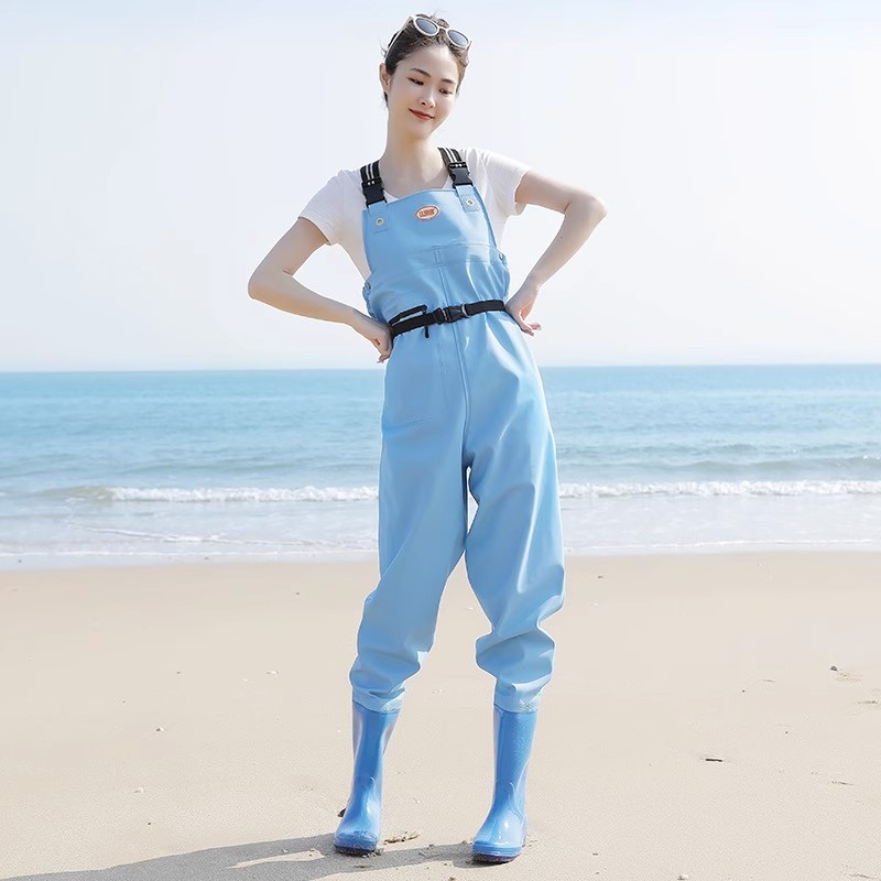 レディースハーフボディウェーダービーチレインブーツ防水釣りス - Fishing Rain Suit のレビューと価格